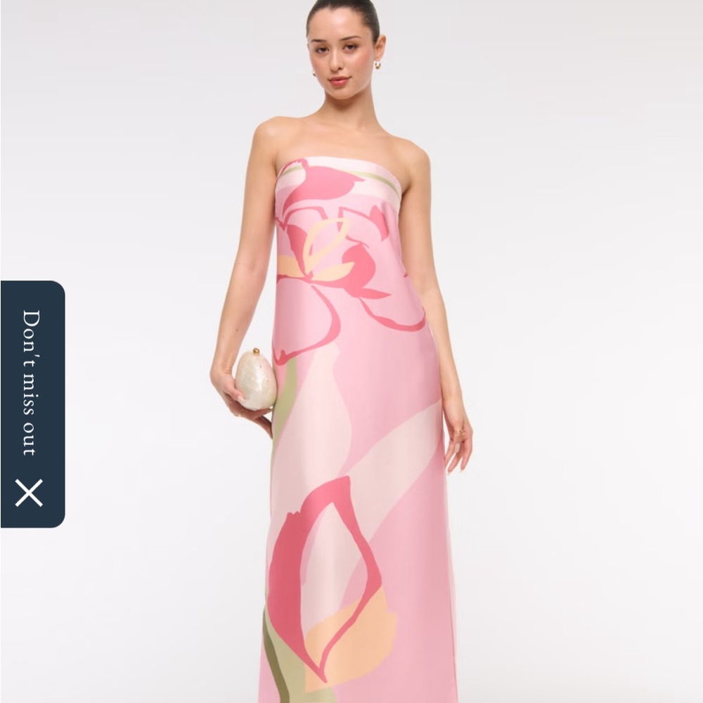 Floral Strapless Pink Dress